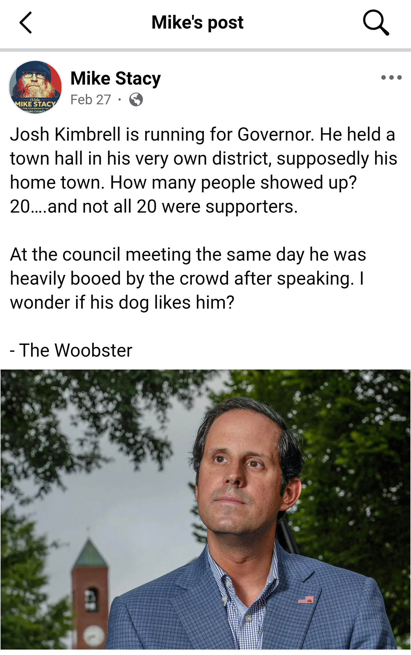 Mike Stacy attacking conservatives